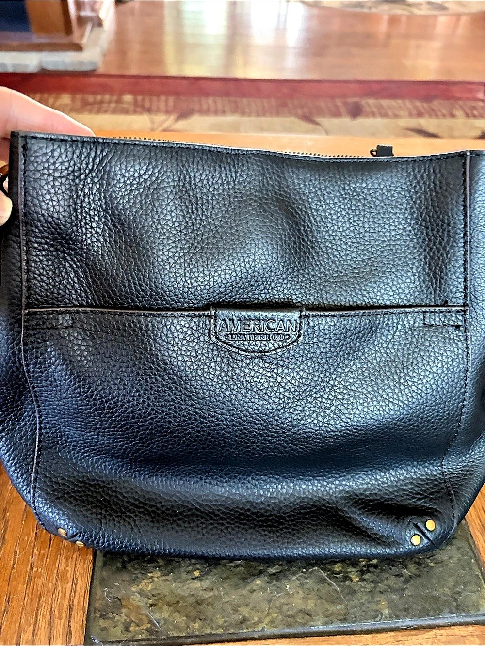 American Leather Company Black Leather Shoulder Bag NWT